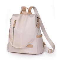 Backpacks Simple Large Capacity Nylon Travel Bag For Women Solid Student Schoolbag Shoulder Bag Anti-theft Back Zipper Backpack smėlis