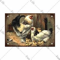 Vištienos plakatas Vintažinis metalinis skardinis iškabos lėkštė Gaidys vištienos kiaušinis Retro plaketinis baras Pub Farm Namų sienų dekoras 20x30cm