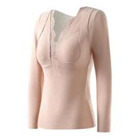 Thermal Bottoming Tops with Built-in Chest Pads DE Velvet Double Layer Warmth Long Sleeve M kava