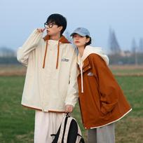 Jacket Men's Hong Kong Style Couple Ruffian Handsome Hooded Jacket New American Trendy Brand Men's Charging Spring and Autumn Men's Clothing M chaki