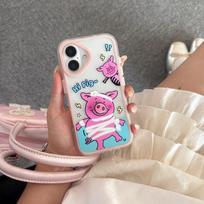 Juokingas 3D Mielas Rožinis Paršelis Telefono Dėklas iPhone 13 14 15 16 Pro Max Plus Kūrybingas Animacinis Dangtelis iPhone16 16Pro iPhone 16 Pro Max