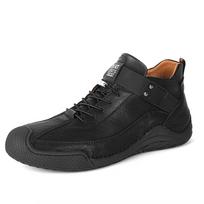 FashionHandmade Casual Leather Mens Shoes Ashion Design Treking Footwear Male Comfortable Basic Boots Hot Sale Classic Men Ankle Boots 38 juoda