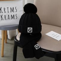 Fashion Sporty Beanie Scarf Set for Kids Boy Girl Chic Letter G Crochet Bonnet Scarf Set Autumn Winter Warm Knitted Hat Scarf juoda