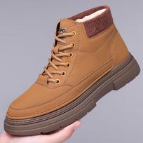Madingi odiniai veliūriniai šilti platforminiai batai vyrams Rudens Žiemos minkštapėdžiai medvilniniai batai vyrams Madingi geltoni aulinukai vyriški 38 brown