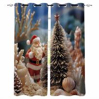 Christmas Ocean Coral Blackout Curtains For Living Room Bedroom Window Treatment Blinds Drapes Kitchen Curtains W135 x H60cm