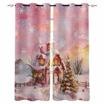 Kalėdiniai saldainių nameliai Sniego vaizdas Kaimas Blackout užuolaidos Svetainės Miegamojo langų apdaila Žaliuzės Užuolaidos W135 x H60cm gray