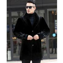 Vyriški audinės kailio imitacijos kailiniai Vyriški audinės kailio kailiai Viso audinės kailio ilgio kailiniai žieminiai dideli kailiai S black