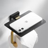 Tuqiu Toilet Paper Holder Black and Gold Tissue Paper Holder Brass Rose Gold Paper Roll Holder With Phone Storage Shelf white