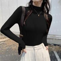 Nine-color Semi-turtleneck Bottoming Shirt for Women, Spring and Autumn Long-sleeved Bottoming Shirt, Tight T-shirt, Foreign-style Versatile T-shirt S rožinė