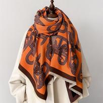 Madingas žieminis šiltas kašmyro šalikas moterims Dizaininiai skaros ir apklotai Bufandas Storas pashmina pledas Pončas Kutai Echarpe orange