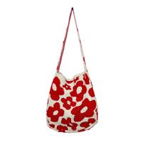 Crossbody Bags for Women  Fashion Simple Large Capacity Shoulder Bags Flower Crochet Knit Tote Bags Casual Female Handbags beige