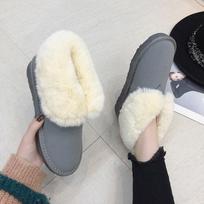 Fashion Women Flats Ankle Snow Boots Fur Boots Winter Warm Snow Shoes woman Round-toe Female Flock Leather Women Shoes ghn78 5 rožinė