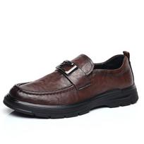 Fashion Spring Autumn New Thick Soled Loafers Massage Sole Men's Interview Business Shoes Men's Leather Casual Shoes Low Cut Lightweight 44 juoda