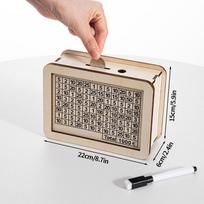 1000/2000/3000/5000/10000 Euro Money Box Cash Vault Wooden Savings Box Piggy Bank with Saving Goal and Numbers Boxes for Adults