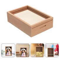 Zero Money Box Wooden Tips Clear Piggy Banks Shadow Display Case Bank Wood Frame Coin Cash Storage Container Jar Tip