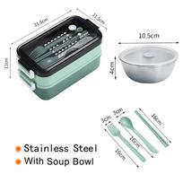 304 Stainless Steel Lunch Box Bento Box for School Kids Office Worker 2 layers Microwae Heating Lunch Container Food Storage Box 2 gray
