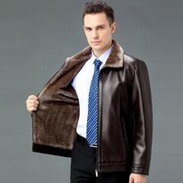 Sheep genuine leather jacket for men, goat soft leather jacket for middle-aged and elderly people, autumn and winter velvet thickened jacket for dad. 170