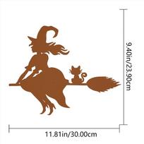 1pc Black Witch Metal Wall Decor - Enhance your home with this lovely art. Ideal for Halloween and stylish metal piece šviesiai pilka spalva