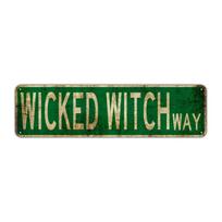 1pc, Wicked Witch Trail Metal Tin Sign (15.75 x3.94 /40x10cm), Novelty Street Sign, Home Decor, Room Decor, Wall Decor juoda