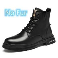 Fashion Winter Warm Mens Motorcycle Boots Waterproof Fur Snow Boots Men Outdoor High Top Casual Shoes Comfy  Rubber Ankle Boots 38