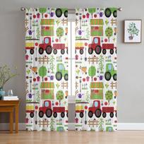 Animacinis Vaikų Automobilių Transportas Tiulis Skaidrios Langų Užuolaidos Svetainei Miegamajam Modernios Voile Organza Užuolaidos Drapiruotės W135 x H115cm x1&Rod Pocket