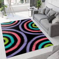 Art Black Background White Lines Indoor Area Rugs Carpet Rug with Non-Slip Backing for Kids Boys Girls Bedroom Dining Room 40X60cm-16x24in