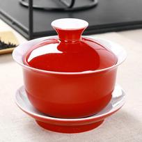 Indigo glaze ceramic Tea Tureen cup,Blue gaiwan tea porcelain pot set travel kettle  Hand Painted Red cover bowl tea set 150ml 180ml red