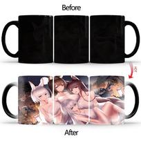 4 Sexy Fox Girl Heat Sensitive Mug BSKT-166 Thermosensitive Mugs Coffee Cups Color Change Coffee Cup Sublimation Blanks Ceramic 301-400ml black