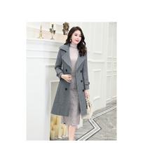 Autumn and Winter Thick Woolen Women's Coat Herringbone Coat S white
