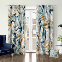 Watercolor Beige Leaf Flower Vintage Window Curtains Blinds For Living Room Kids Bedroom Bathroom Kicthen Door Home Decor2Pcs W65X60H(cm)X2Pcs&Hook