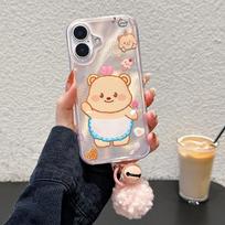 Animacinis mielas gyvūnas meškutis telefono dėklas iPhone 16 13 14 15 Pro Max lazerinis IMD spalvotas apvalkalas iPhone 16 Pro Max įvairiaspalvis