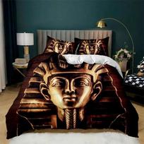Pharaoh Bedding Sets,King Size 3D Ancient Egypt Tribe Decor Comforter Cover Set for Adult Egyptian Pyramid Polyester Duvet Cover 135x200cm 2pcs