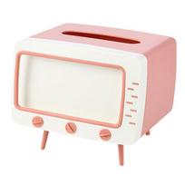 TV Shape Tissue Box with Mobile Phone Stand Kawaii Tissue Box Dispenser Creative Multifunctional for Living Room Night Stand