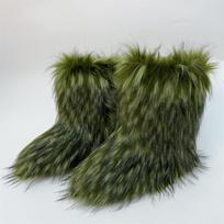 Women's Winter Fluffy Faux Fox Fur Boots Woman Plush Warm Snow Boots Footwear Girls' Furry Fur Bottes Fashion Winter Shoe 39