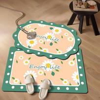 Dopamine Floral Floor Mat Bathroom Bathroom Absorbent Non-slip Quick Drying Diatom Mud Floor Mat Household Door Floor Mat 30 * 50 (diatom mud) white