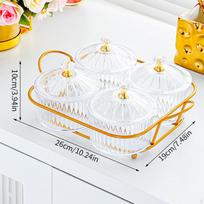 Skyrių serviravimo padėklas, dėžutė užkandžiams ir užkandžiams Transparent 4 bowls