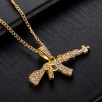 Fashion Choker Necklaces Women Gun Pendant Crystal Rhinestone Chain Men Punk Chains Jewelry Gift Ins ADM auksas