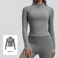 „Juyitang Striped Sports Slim Fit Stand Collar Jogos striukė bėgimui lauke“ Large