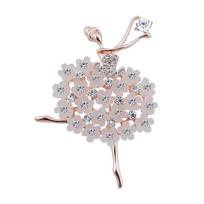 Korean Elegant Ballet Girl Brooch Resin Flower Fashion Brooch Alloy Diamond Accessories Shawl Buckle