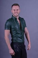 Green Handmade Formal Casual 100%Lambskin Leather Party Stylish Men Shirt Real XS žalia
