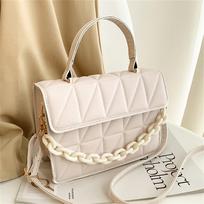 Fashion Plaid Women Shoulder Bag Chain Crossbody Bags Brand Designer Trendy Female Handbags and Purses Small Flap Top Handle Bag beige