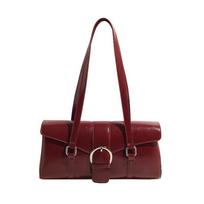 Retro Oil Wax Leather Shoulder Bag Women'S Autumn And Winter Large-Capacity Commuting Medieval Underarm Bag Versatile Handbag 33*10*16 raudona
