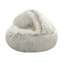 Katės lova pliušinė augintinio katės lova šuns lova šilta šuns lova uždara katės lovos kriauklė pusiau apvyniota apvali diameter 40 white