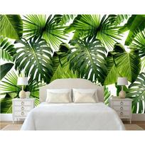 Atogrąžų miško augalų tapetai Banano lapo Palmių lapo freska Svetainė Miegamasis 3D tapetai Namų dekoras 200 cm(W) x 140 cm(H) black