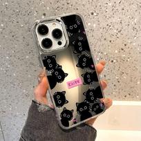 Mobiliųjų telefonų dėklai iPhone 11 13 XR 15 Pro Max 12 14 Pro Max Case iPhone 16 XS Max veidrodinis apsauginis dėklas Veidrodis išskirtinis animacinis filmas, atsparus vandeniui iPhone 11 Pro Max sidabro smėlio spalvos