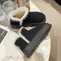 Thick Soled Snow Boots for Women Winter Fur Integrated Short Boots with Thick Velvet Anti Slip and Warm Cotton Shoes 35 juoda