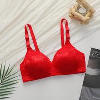 Underwear Push-up Thin Mold Cup with Underwire Adjustable Underwear 85B red
