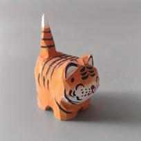 Pure Solid Wood Tiger Carving, Handmade Adorable Forest Scene Ornament Decoration 1pc