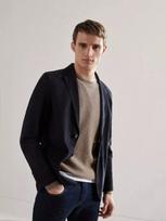 Stylish Men's Dark Blue Soft Suede Leather Blazer Handmade Formal Party Casual S tamsiai mėlyna spalva