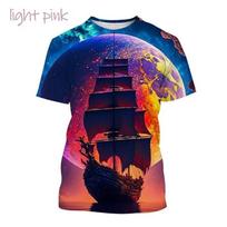 Pirate Ship Pattern 3D Print T-Shirts Men Women Fashion Casual Short Sleeve T Shirt Oversized Harajuku Tees Tops Kids Clothing S